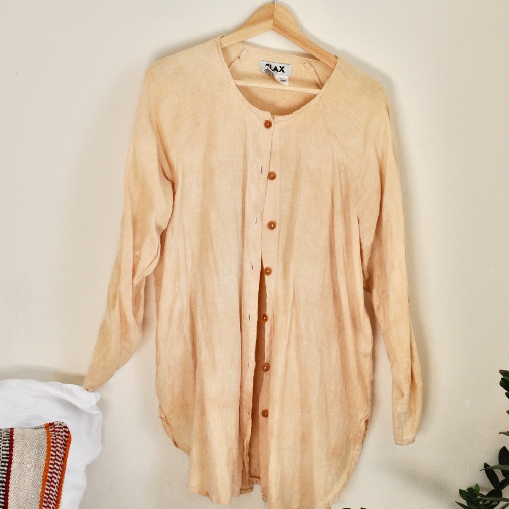 Flax Linen Tunic Top - hand dyed with avocado